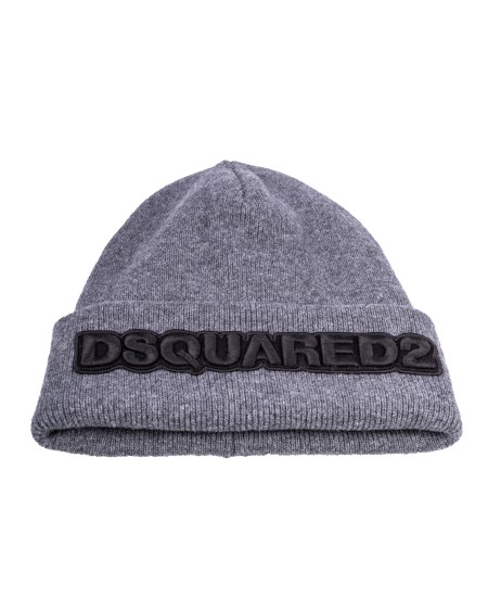 Shop DSQUARED2  Cappello: DSQUARED2 berretto beanie.
berretto beanie in misto lana e cashmere.
Lavorazione a costa inglese.
Lettering "DSQUARED2" sul davanti.
Composizione: 47% LANA, 30% VISCOSA, 15% POLIAMMIDE, 8% CASHMERE.
Fabbricato in Italia.. KNM0001 15040001-M004